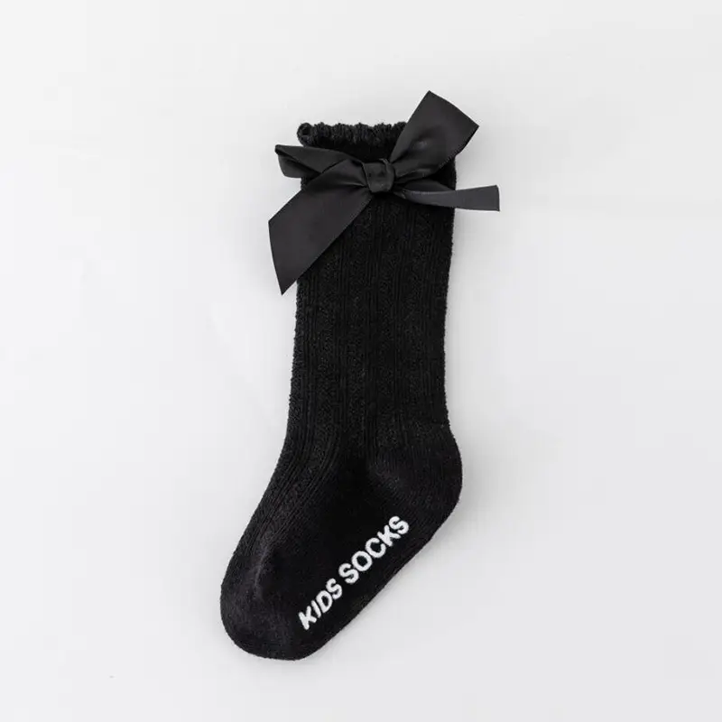 Baby Bow Mid-Calf Socks for Boys Girls Solid Color - Image 2