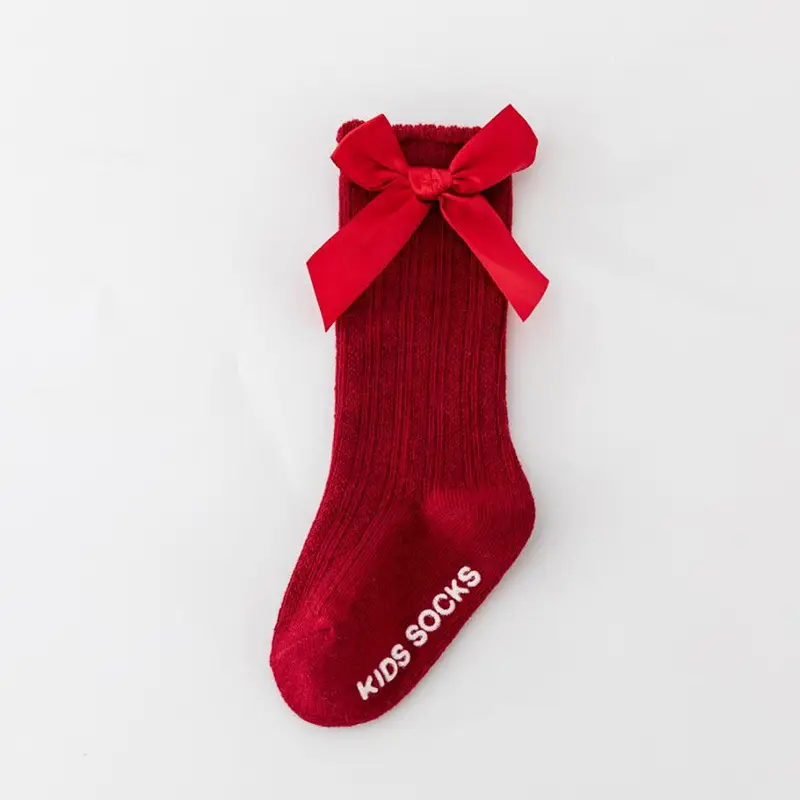 Baby Bow Mid-Calf Socks for Boys Girls Solid Color - Image 3