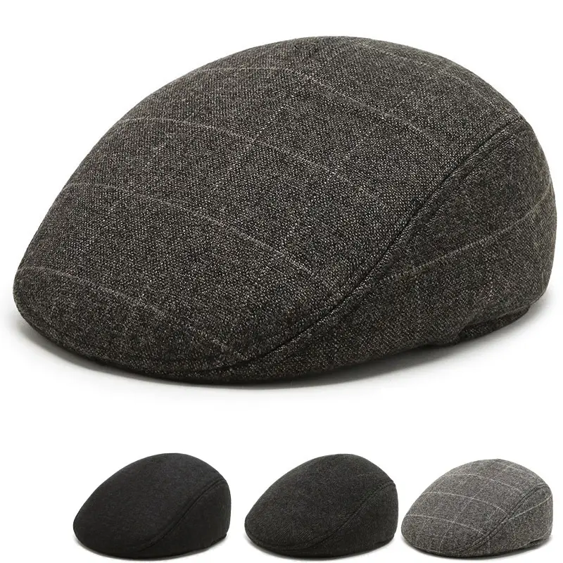 Men's Grey Embroidered Winter Cap Ear Protection