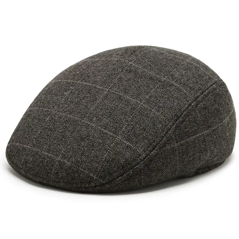 Men's Grey Embroidered Winter Cap Ear Protection