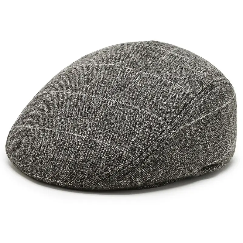 Men's Grey Embroidered Winter Cap Ear Protection