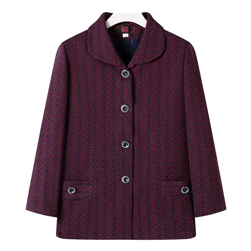 Old Lady Lapel Jacket Navy Blue 60-70yo Spring Autumn - Image 35