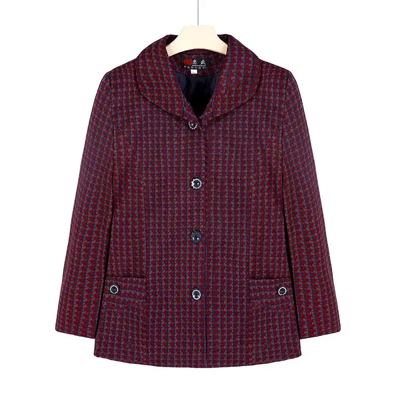 Old Lady Lapel Jacket Navy Blue 60-70yo Spring Autumn - Image 10
