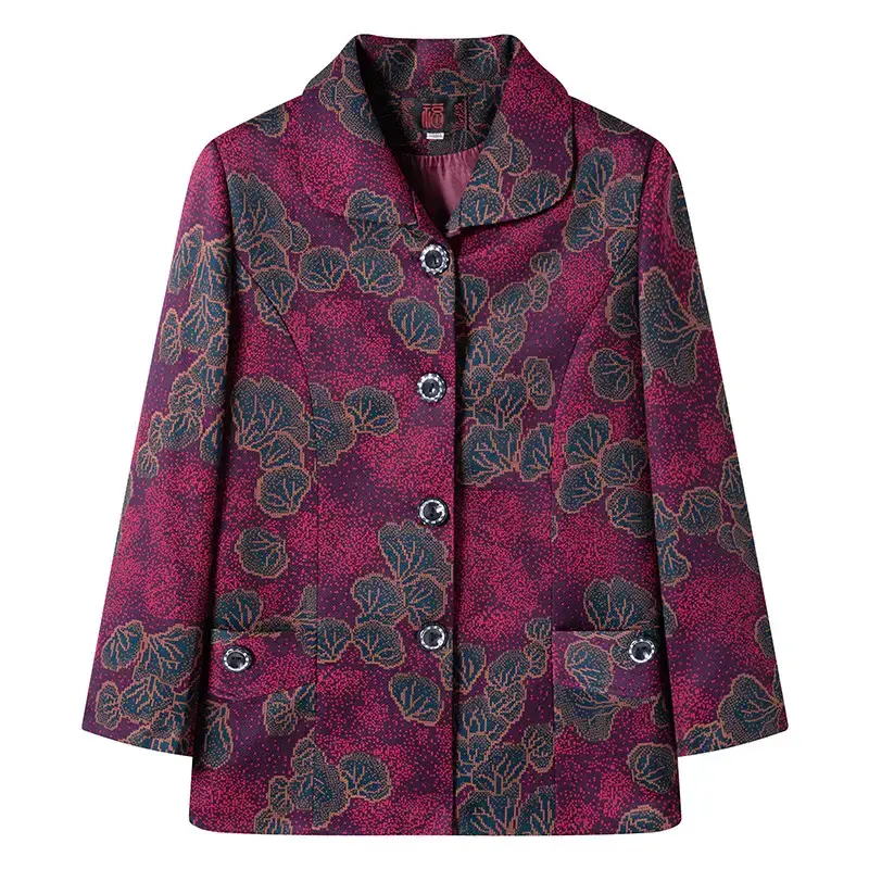Old Lady Lapel Jacket Navy Blue 60-70yo Spring Autumn - Image 20