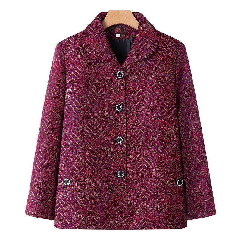 Old Lady Lapel Jacket Navy Blue 60-70yo Spring Autumn - Image 26