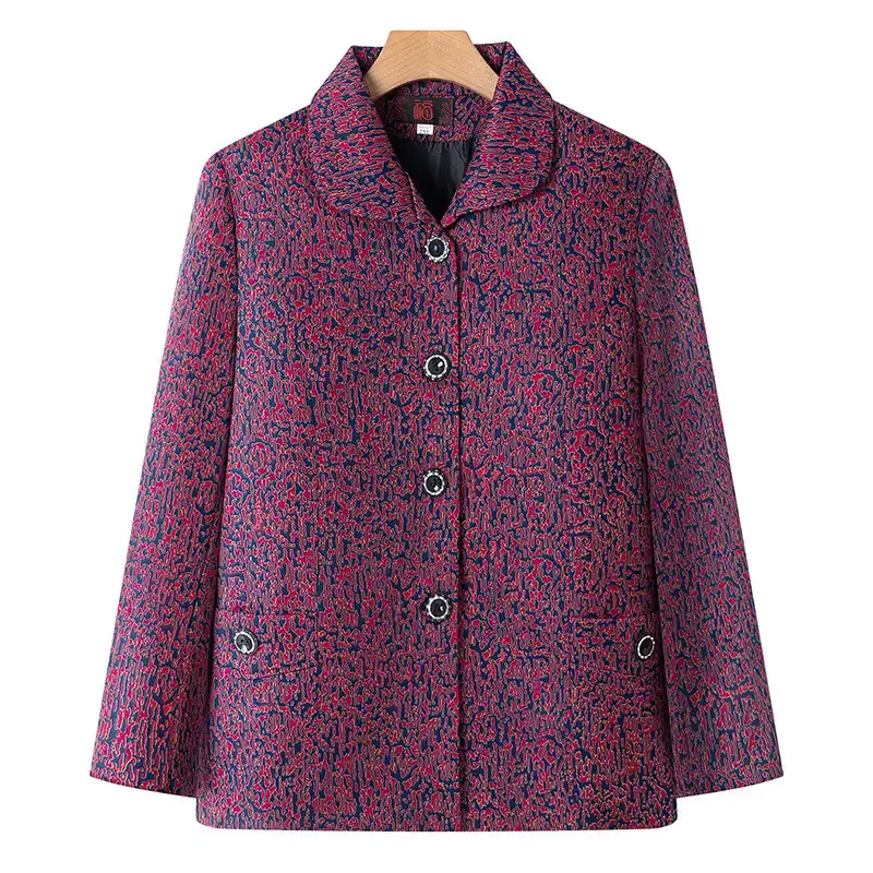 Old Lady Lapel Jacket Navy Blue 60-70yo Spring Autumn - Image 30
