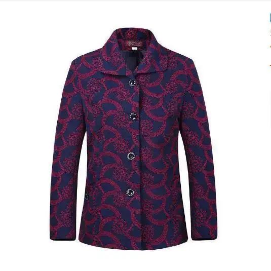 Old Lady Lapel Jacket Navy Blue 60-70yo Spring Autumn - Image 6