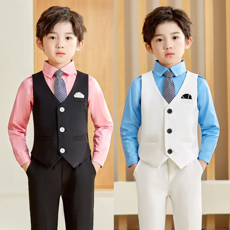2021 Kids Suit Set Black Vest & Shirt for Boys - Image 4