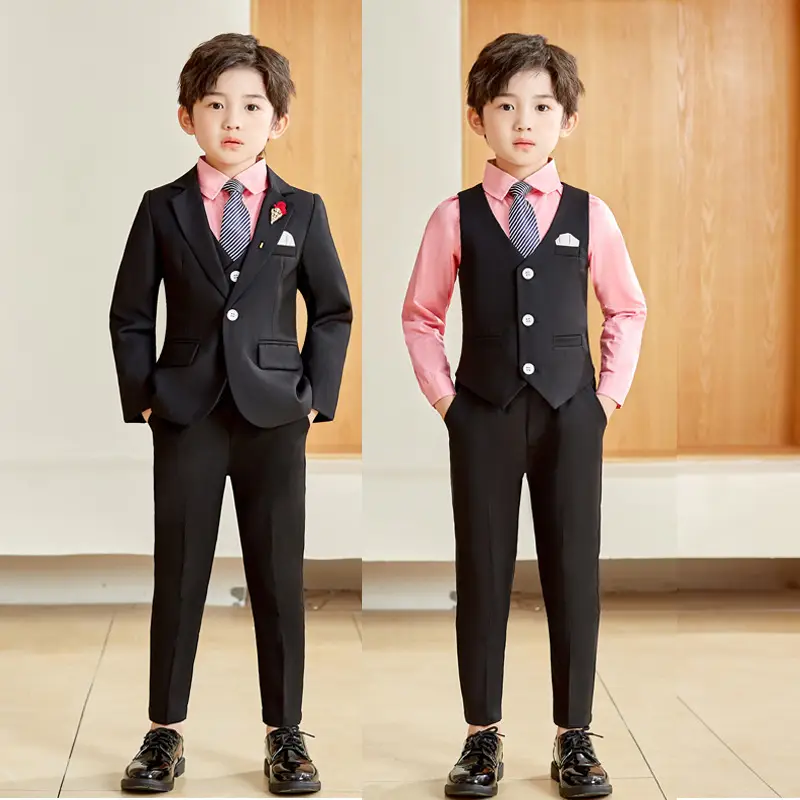 2021 Kids Suit Set Black Vest & Shirt for Boys - Image 5