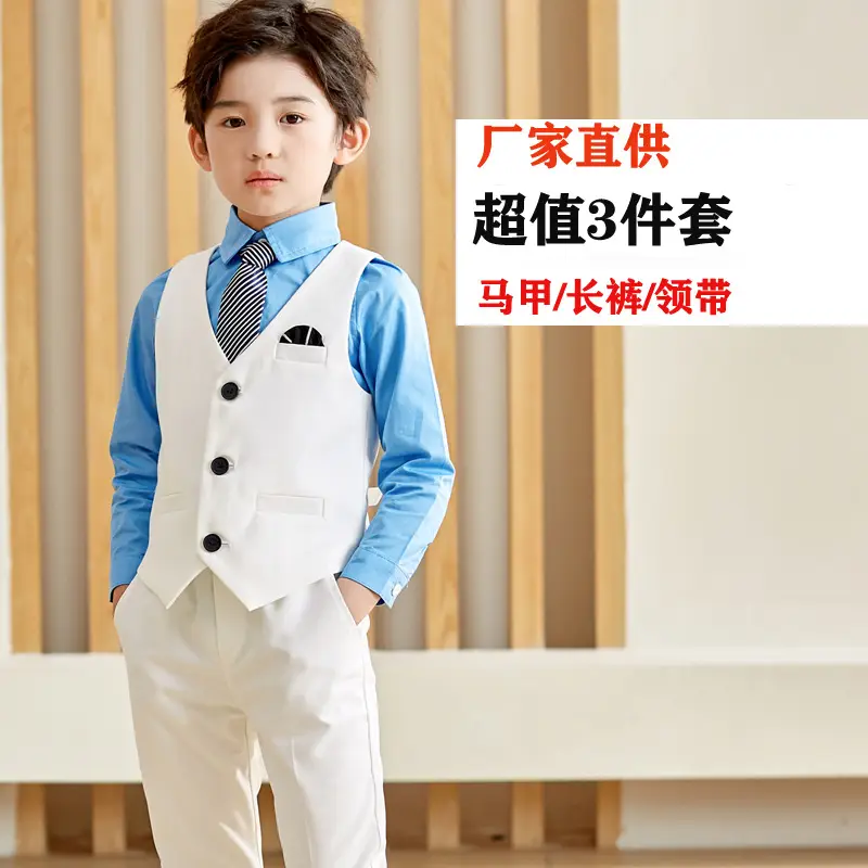 2021 Kids Suit Set Black Vest & Shirt for Boys - Image 2