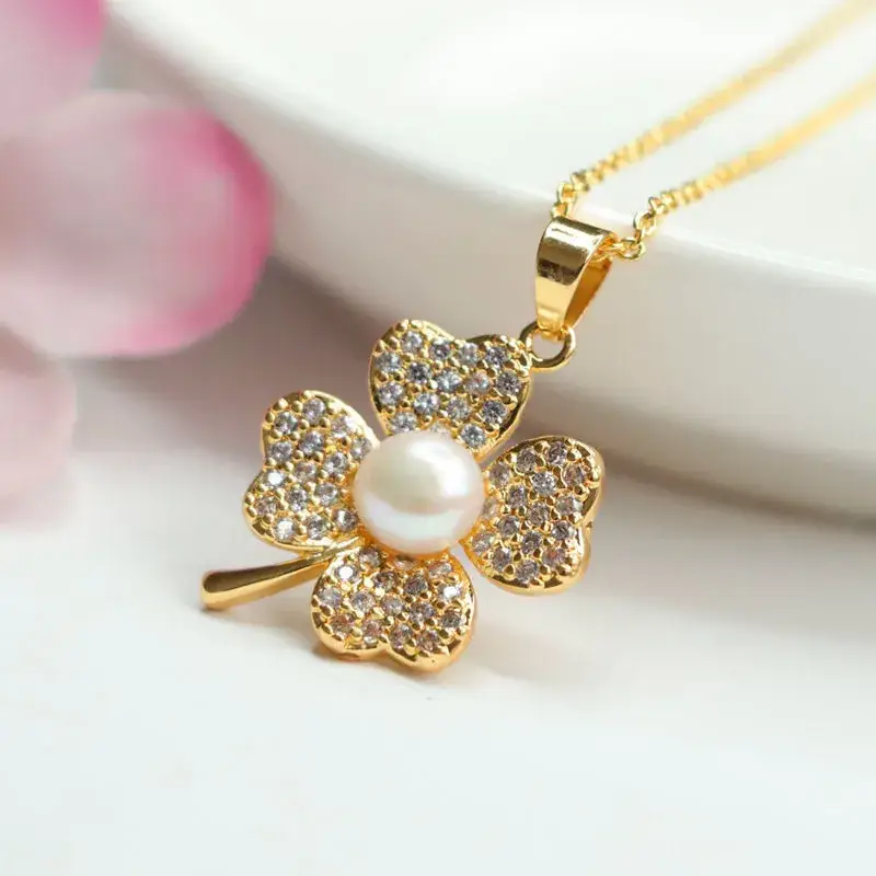 Korean Style Pearl Flower Earrings Gold Plated - Image 4