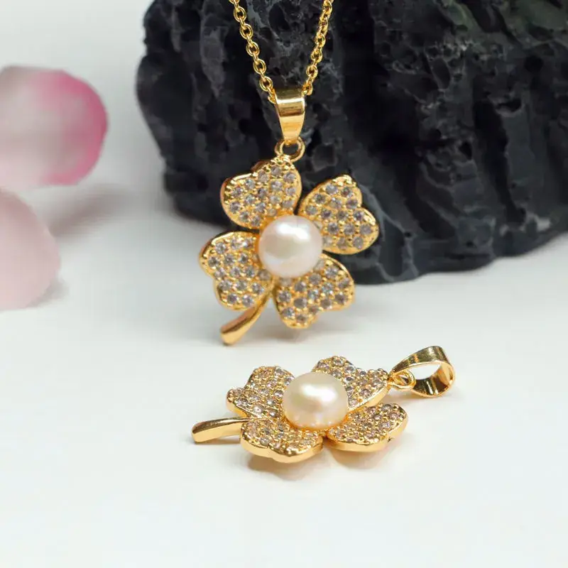Korean Style Pearl Flower Earrings Gold Plated - Image 5