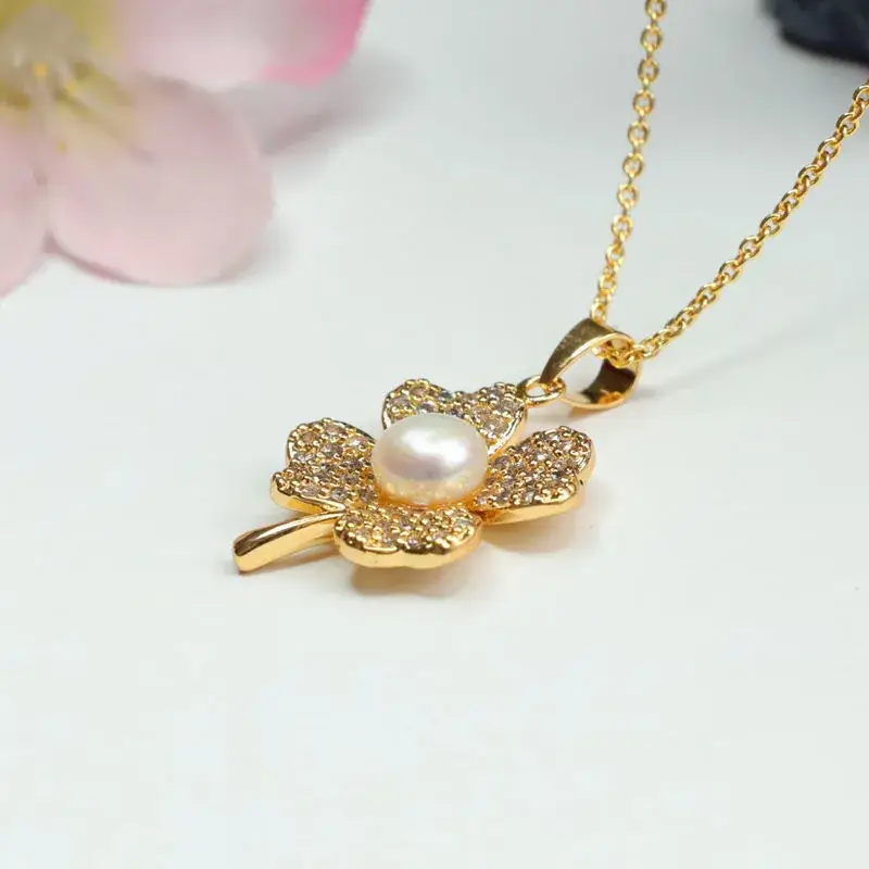 Korean Style Pearl Flower Earrings Gold Plated - Image 6