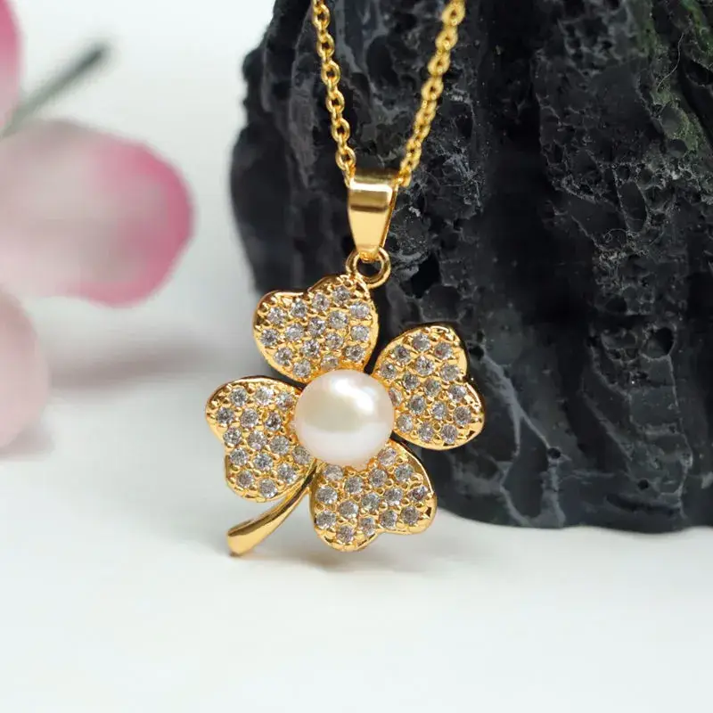 Korean Style Pearl Flower Earrings Gold Plated — feature 9