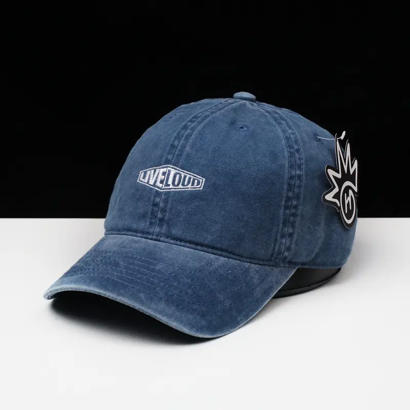 Women's Blue Embroidered Denim Baseball Cap Four Seasons