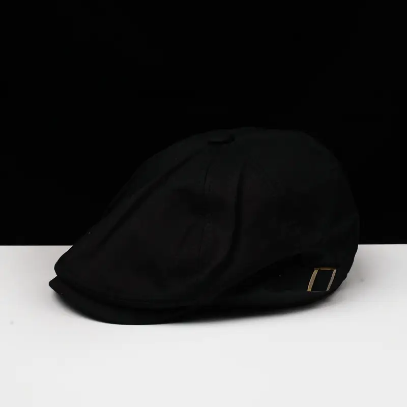 Men Cotton Peaked Cap Brown British Style — feature 2