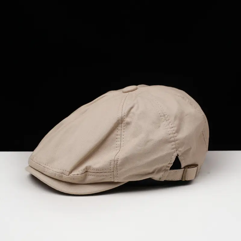 Men Cotton Peaked Cap Brown British Style — feature 3