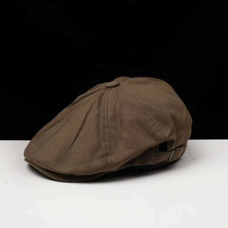 Men Cotton Peaked Cap Brown British Style — feature 4