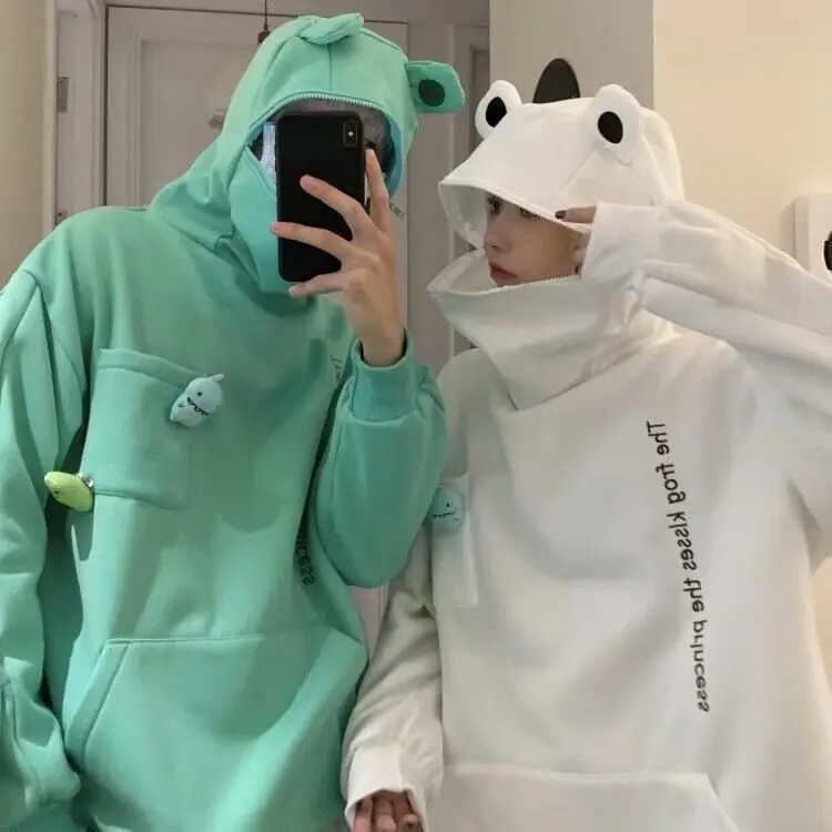 Frog Hoodie Women Green Fleece Lined Hooded Sweatshirt - Image 5