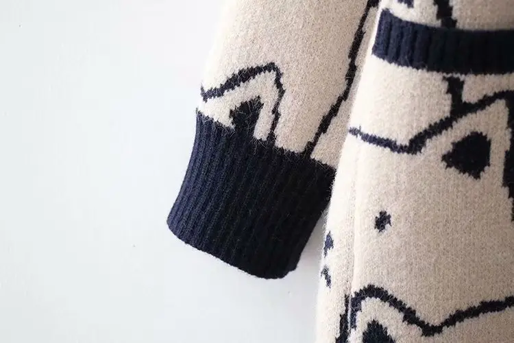 Women Cat Jacquard Sweater Jacket V Neck Large Winter β feature 23