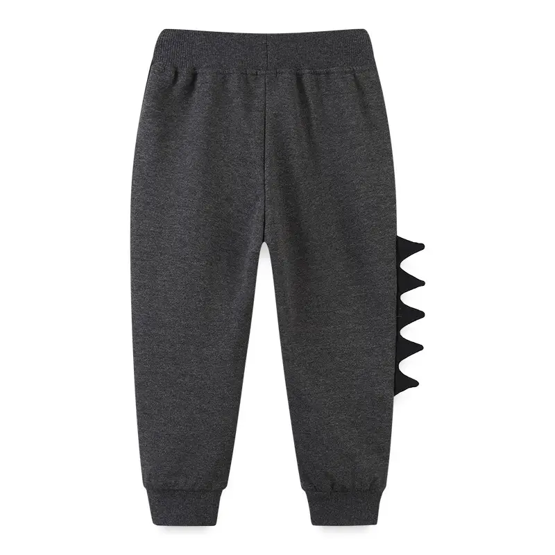 Kids Cartoon Embroidered Cotton Sports Pants Grey