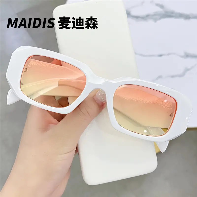 Women Square Asymmetrical Sunglasses Pink Brown - Image 20