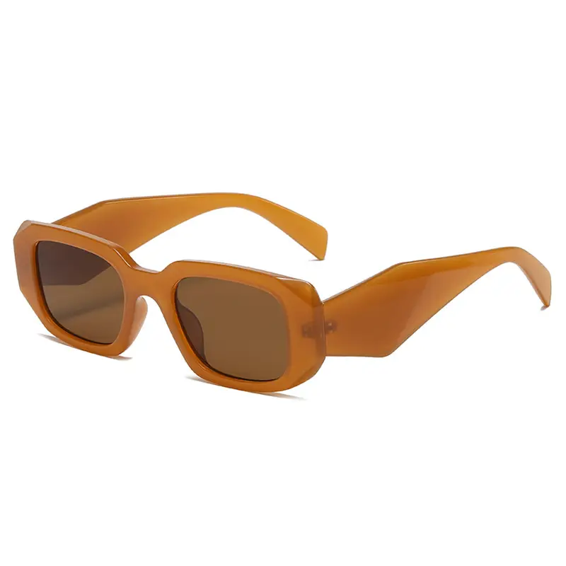 Women Square Asymmetrical Sunglasses Pink Brown - Image 11