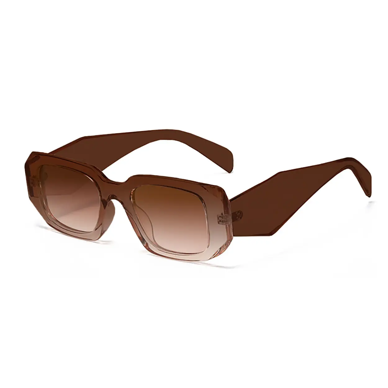 Women Square Asymmetrical Sunglasses Pink Brown - Image 17