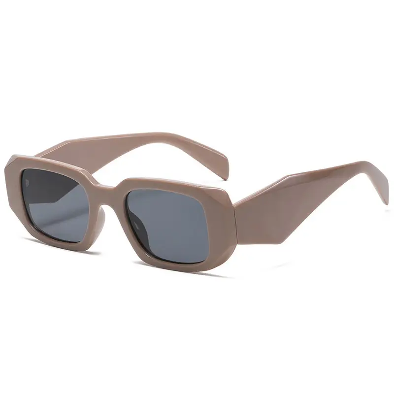 Women Square Asymmetrical Sunglasses Pink Brown - Image 4