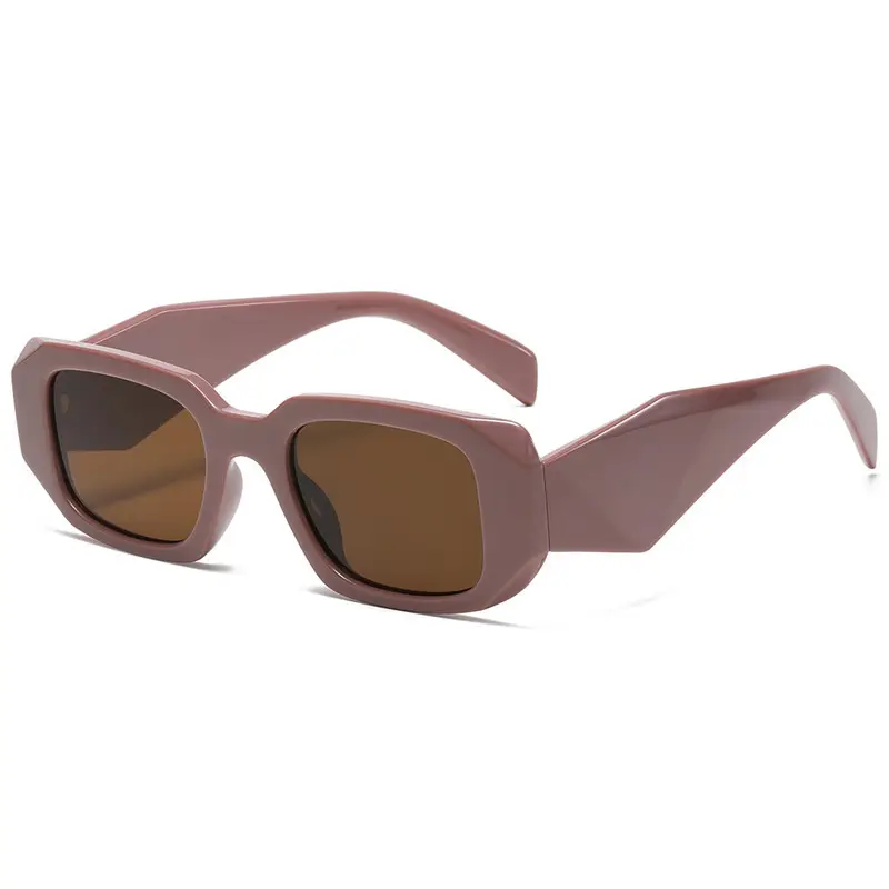 Women Square Asymmetrical Sunglasses Pink Brown - Image 6