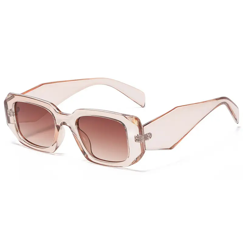 Women Square Asymmetrical Sunglasses Pink Brown - Image 7