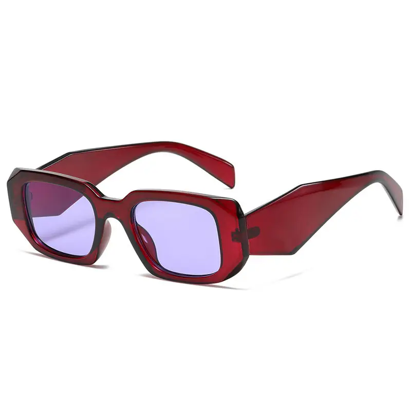 Women Square Asymmetrical Sunglasses Pink Brown - Image 8