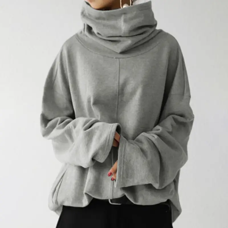 2023 Women's Grey High Collar Sweatshirt Jacket - Image 2