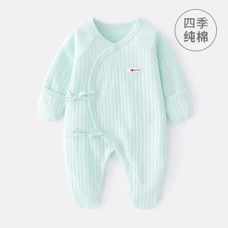 Newborn Baby Romper Spring Autumn Jumpsuit with Diagonal Placket