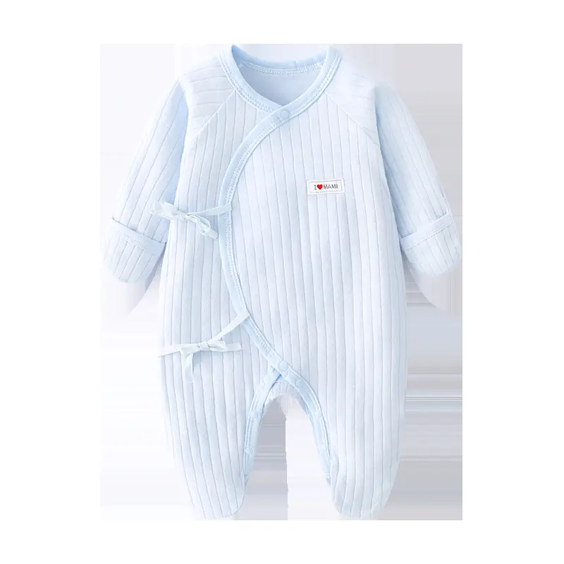Newborn Baby Romper Spring Autumn Jumpsuit with Diagonal Placket