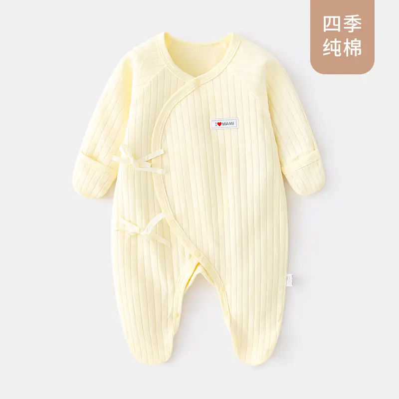 Newborn Baby Romper Spring Autumn Jumpsuit with Diagonal Placket