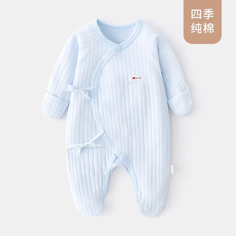 Newborn Baby Romper Spring Autumn Jumpsuit with Diagonal Placket