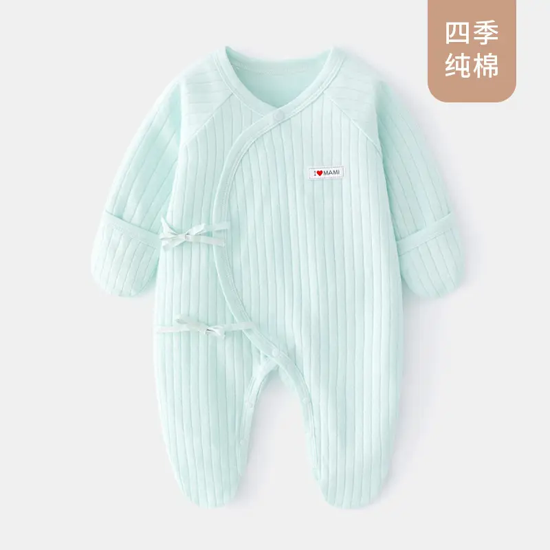 Newborn Baby Romper Spring Autumn Jumpsuit with Diagonal Placket