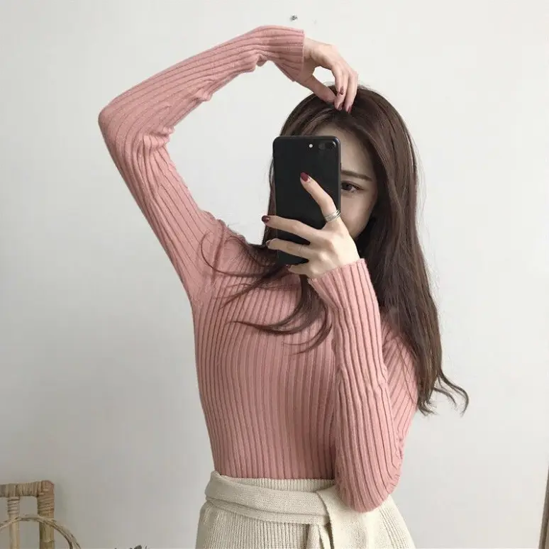 2023 Korean Style Slim Fit Knitted Long Sleeve Top - Image 3