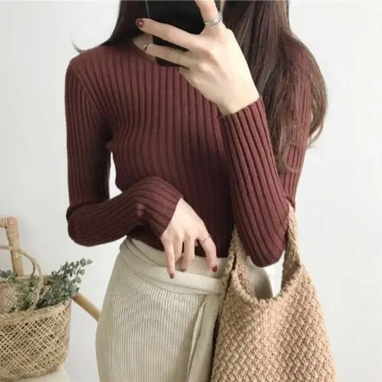 2023 Korean Style Slim Fit Knitted Long Sleeve Top - Image 5