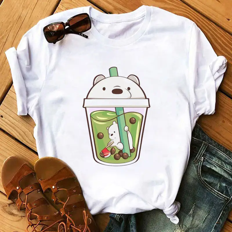 New Super Hot Pearl Milk Tea Cat Print T-Shirt for Men Women - Image 28