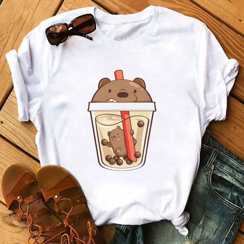 New Super Hot Pearl Milk Tea Cat Print T-Shirt for Men Women - Image 16