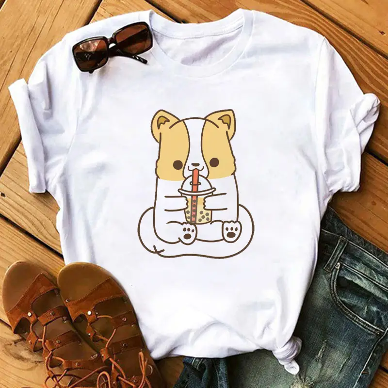 New Super Hot Pearl Milk Tea Cat Print T-Shirt for Men Women - Image 19