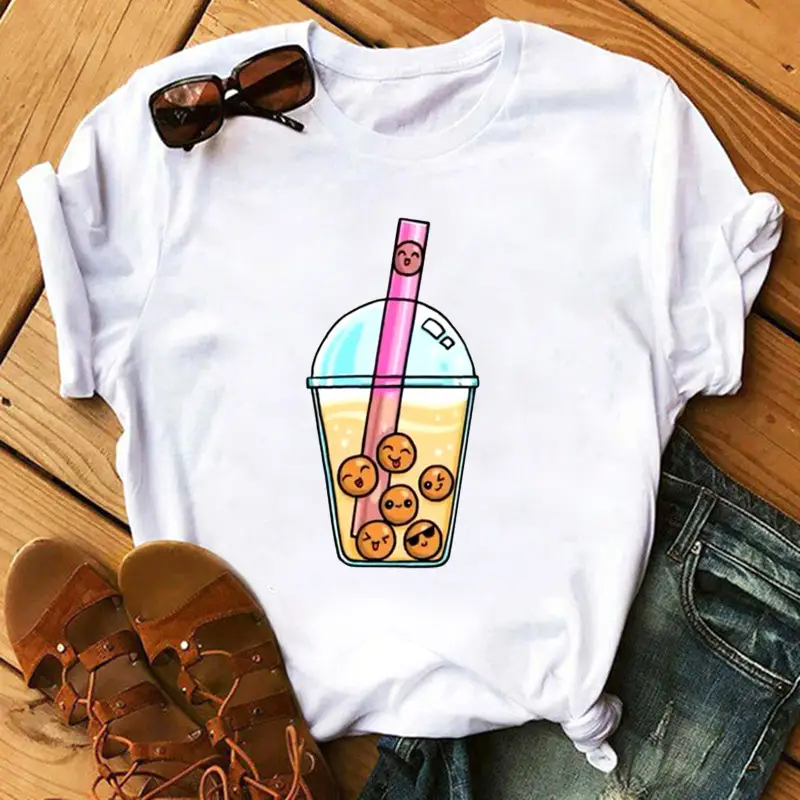 New Super Hot Pearl Milk Tea Cat Print T-Shirt for Men Women - Image 2