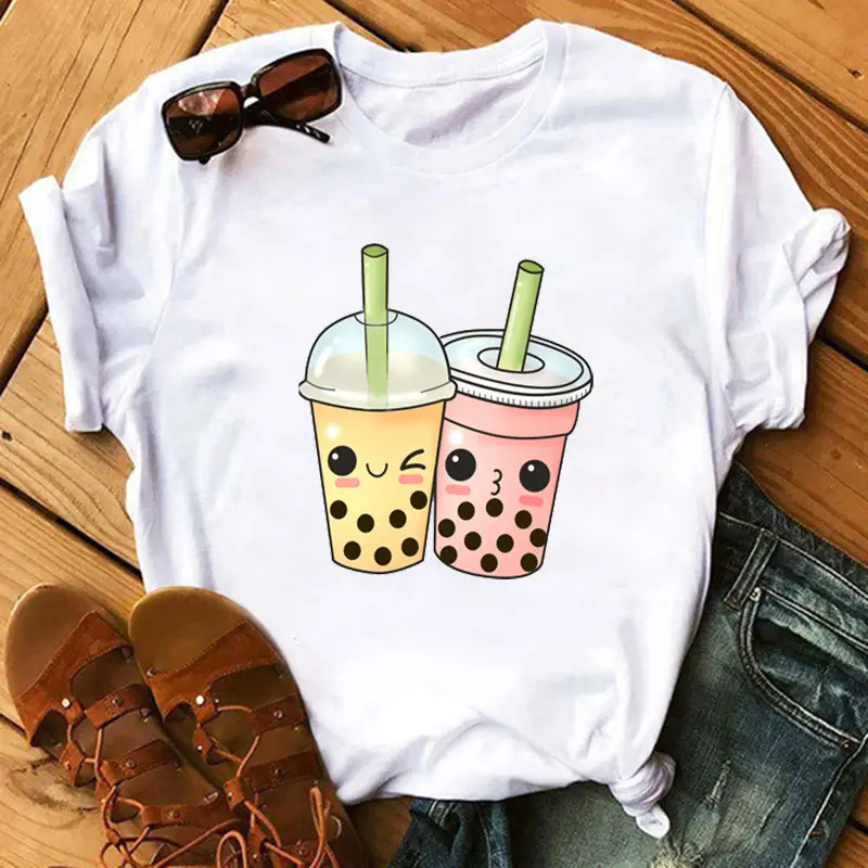 New Super Hot Pearl Milk Tea Cat Print T-Shirt for Men Women - Image 21