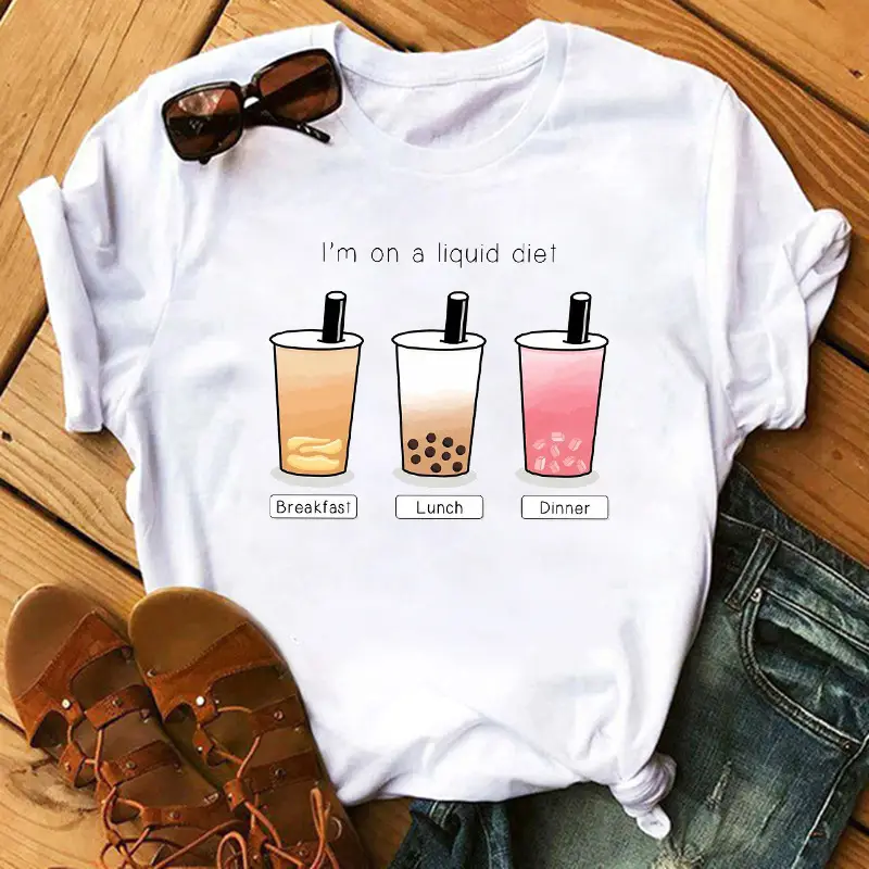 New Super Hot Pearl Milk Tea Cat Print T-Shirt for Men Women - Image 3
