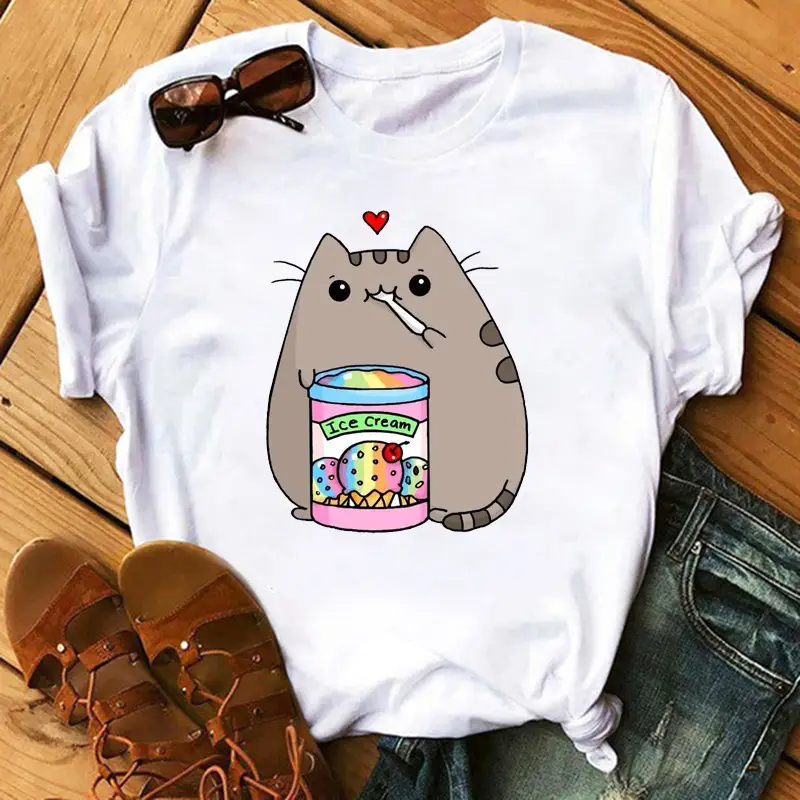 New Super Hot Pearl Milk Tea Cat Print T-Shirt for Men Women - Image 8