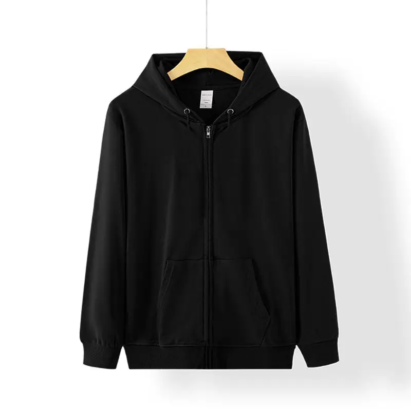 Men Full Zip Hoodie White Cotton Hooded Sweatshirt - Image 10