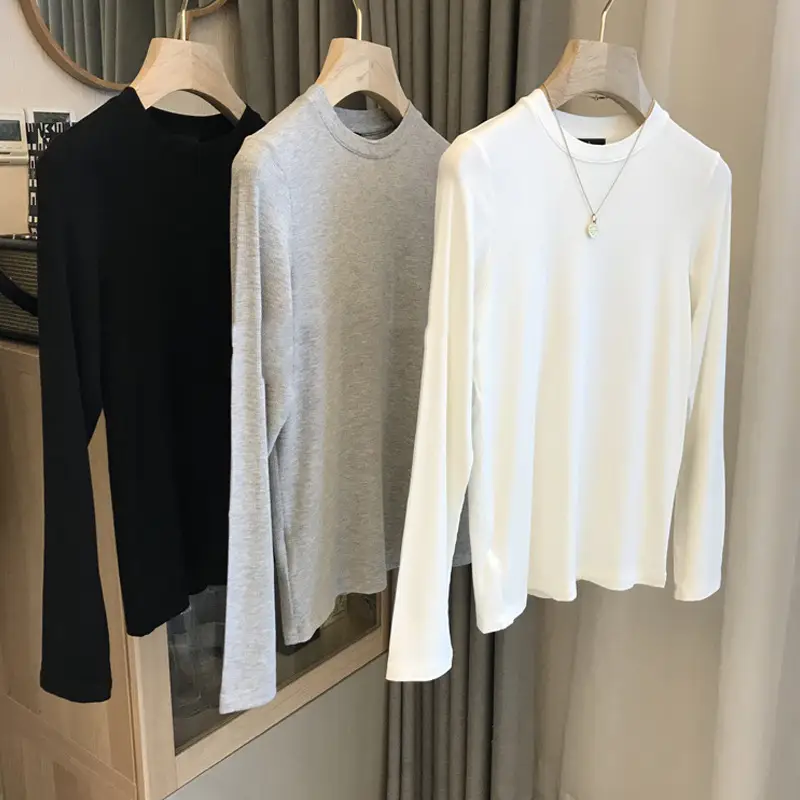 Black Long Sleeve T-Shirt Round Neck Base