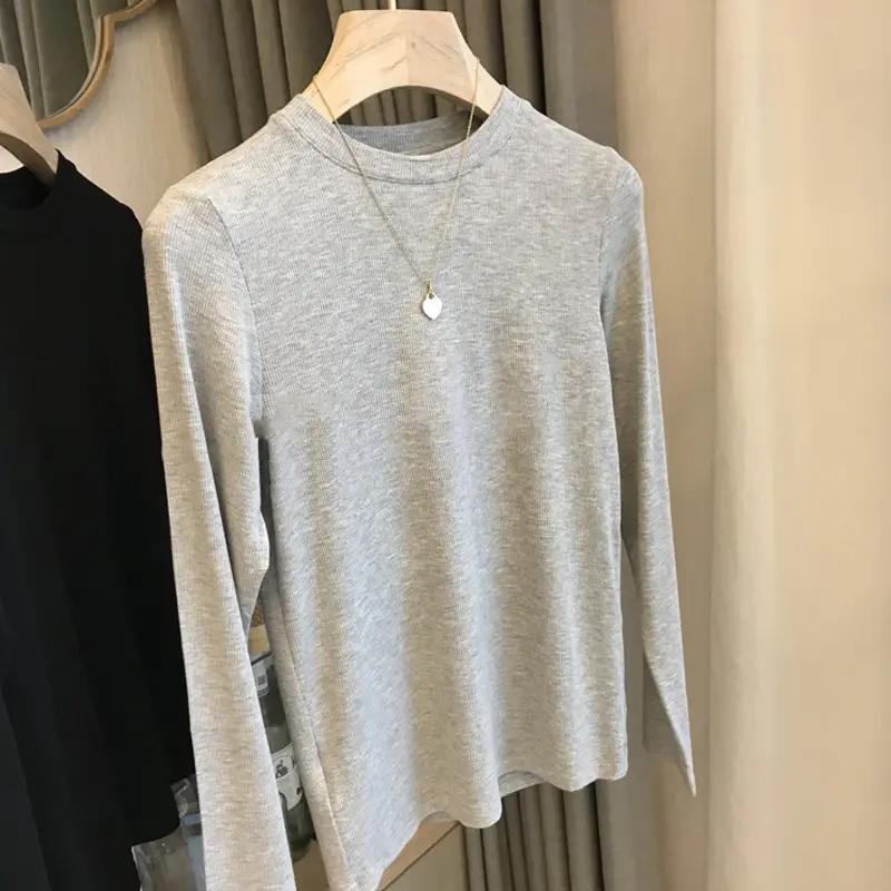 Black Long Sleeve T-Shirt Round Neck Base